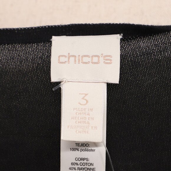 NWT CHICO'S Geo Woven-Back Polka Dots Black White 3/4 Sleeve Sweater Size 3/XL - Picture 6 of 8